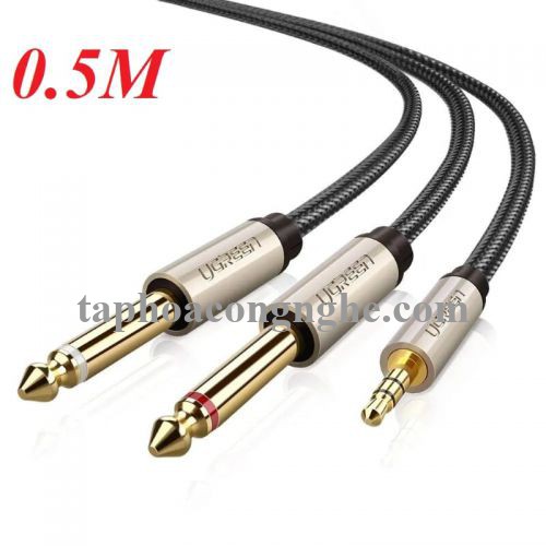 Ugreen 40789 0.5M Màu Đen Cáp âm thanh 2 đầu 6.5mm dương sang 3.5mm dương cao cấp AV126 30040789
